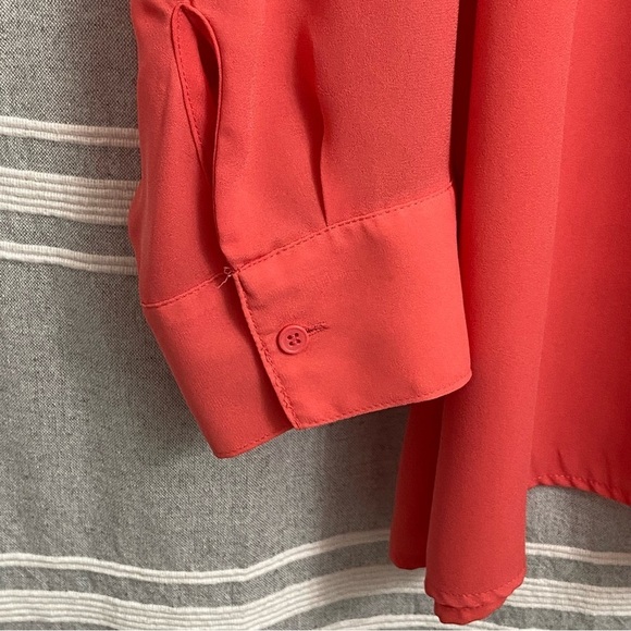 LANE BRYANT / Coral Pop Over Long Sleeve Blouse Size 26/28 - Picture 7 of 10